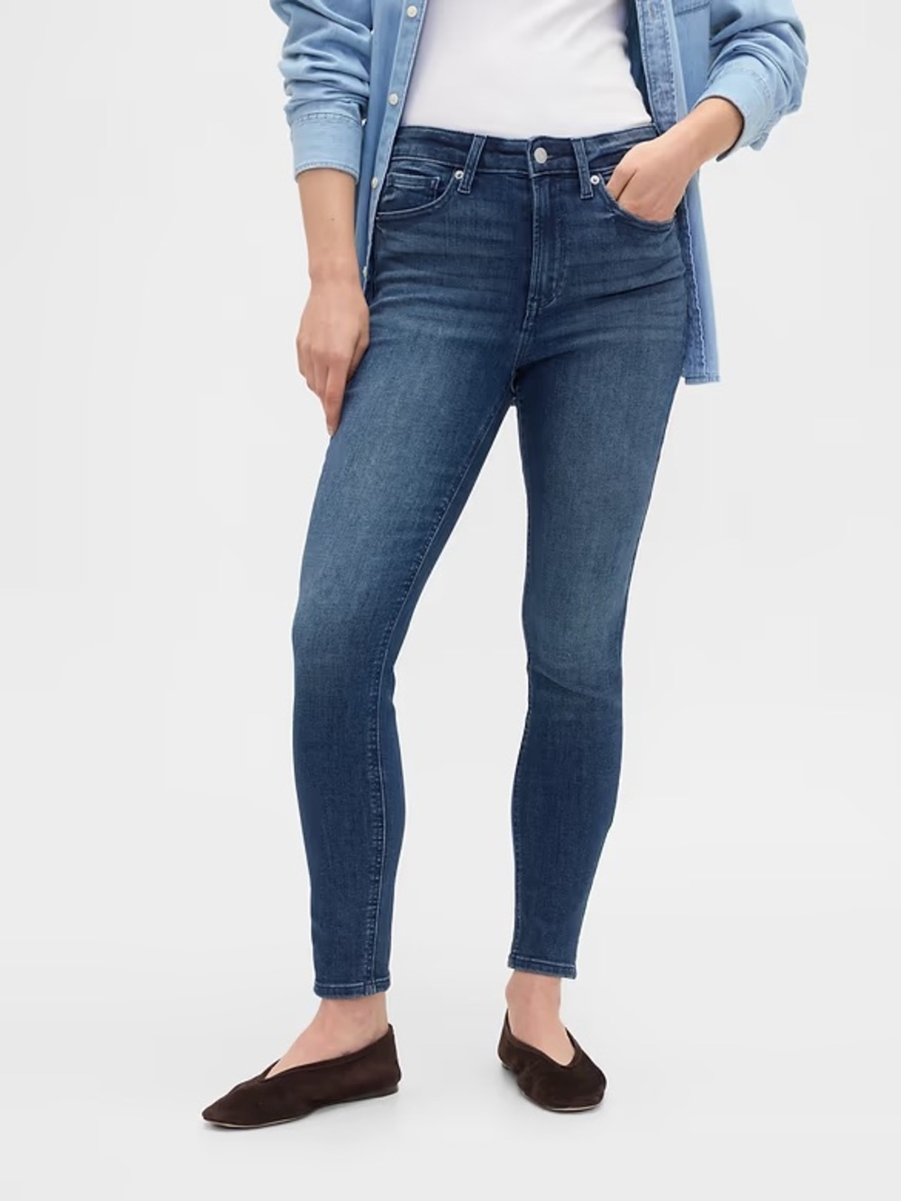 NWT Gap High Rise Universal Legging Skinny Jeans 2/26 Short Dark Wash